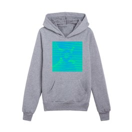 Close up of Old Fan Green and Blue Gradient  Kids Pullover Hoodies