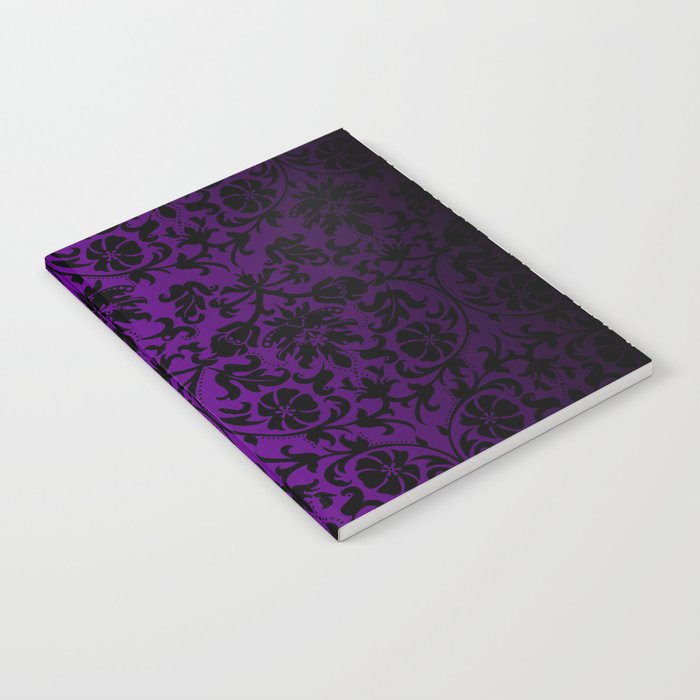 Purple and Black Damask Pattern Design Notebook