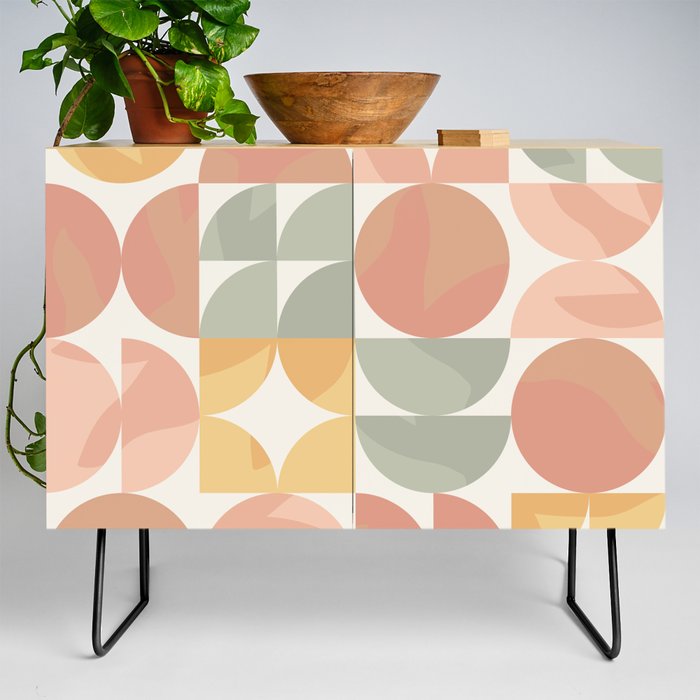 Mid Century Modern Shapes Abstract Credenza