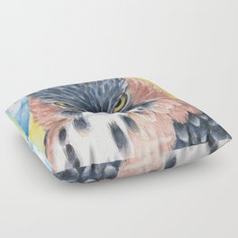 Ornate Hawk Eagle Raptor Watercolor Art Floor Pillow