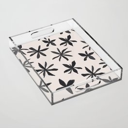 60s Black and White Scandinavian Hygge Flowers Acrylic Tray