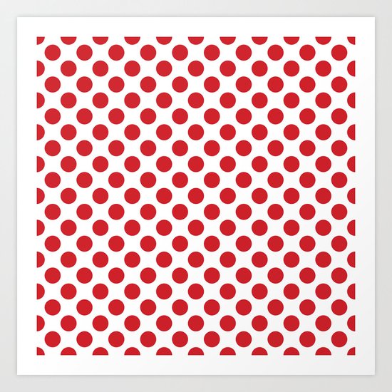 White and red polka dots Art Print