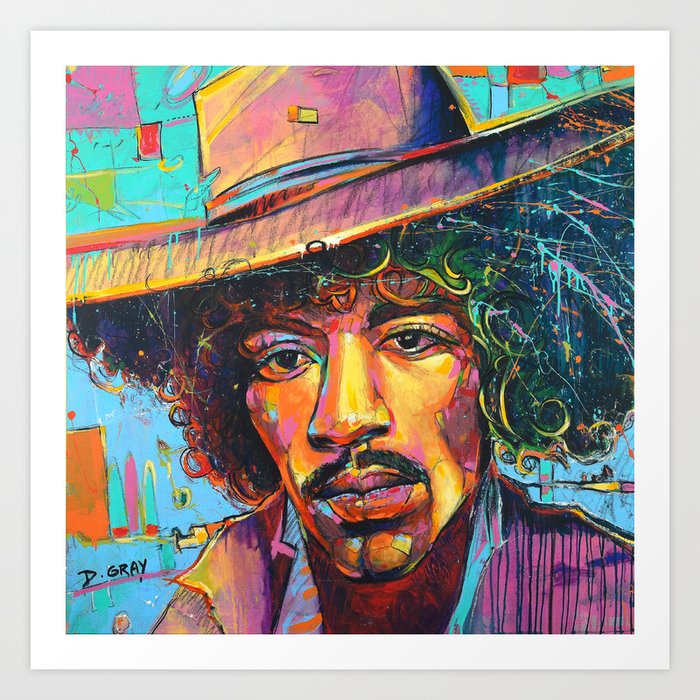 Large Jimi Hendrix Wall Art Acrylic Painting Pop Art American Icon