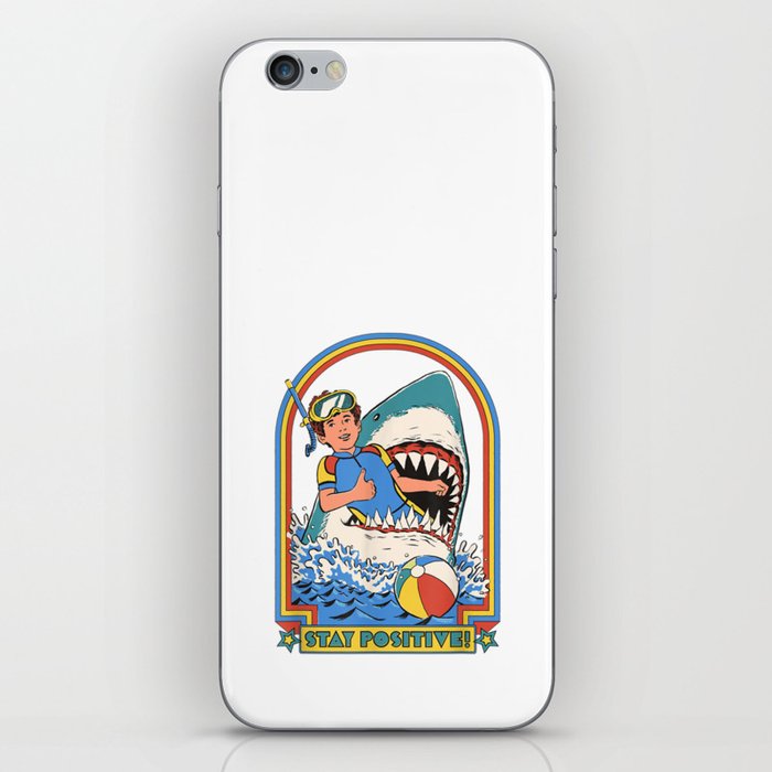 Stay Positive Shark Attack Vintage Retro Comedy Funny iPhone Skin