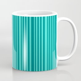 [ Thumbnail: Teal and Turquoise Colored Stripes Pattern Coffee Mug ]