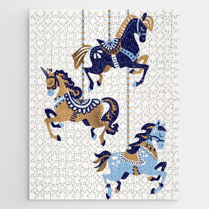 Carousel Horses – Copper & Blue Jigsaw Puzzle