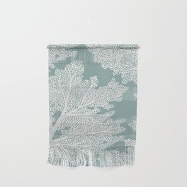 Sea Fan Coral – White on Mint Wall Hanging