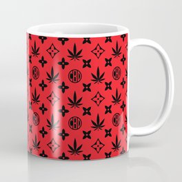 Red Marijuana tile pattern. Digital Illustration background Mug
