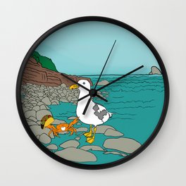Crabarita & Gerry the Seagull from Flock of Gerrys Gerry Loves Tacos by Seasons Kaz Sparks Wall Clock