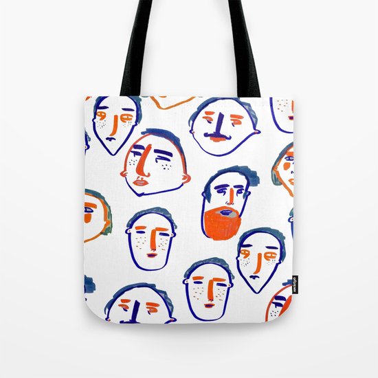 head, faces, face print, face art, people illustration, Tote Bag