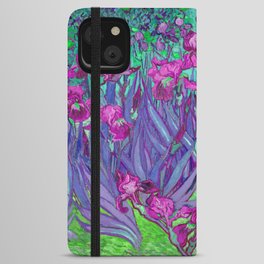 Vincent Van Gogh Irises Painting Violet Fuchsia Palette iPhone Wallet Case