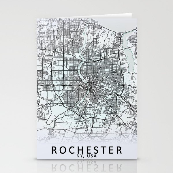 Rochester, NY, USA, White, City, Map Stationery Cards