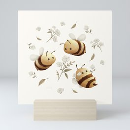 Happy Round Bees Mini Art Print