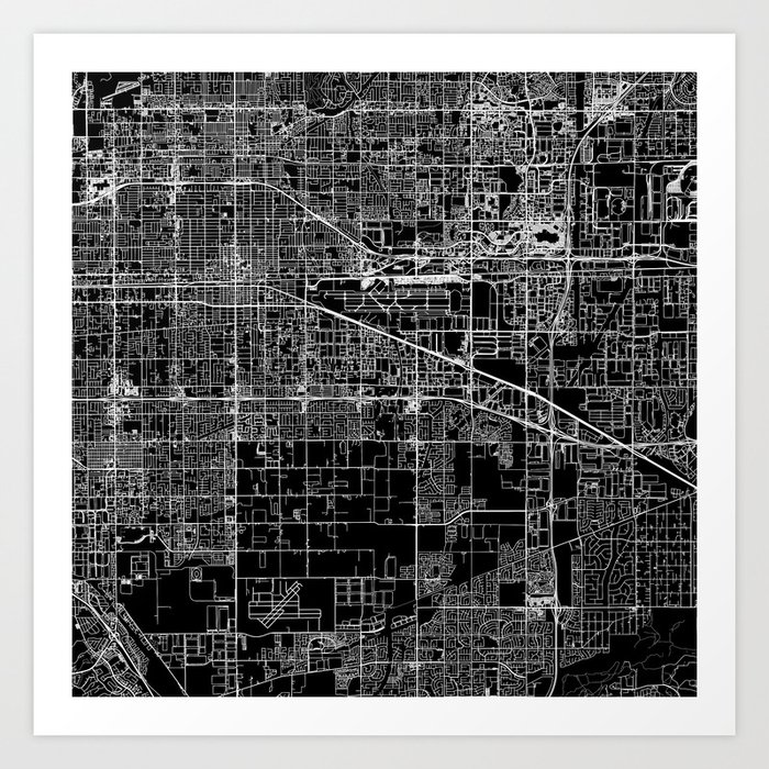 USA, Ontario Black&White Minimalist Map Art Print
