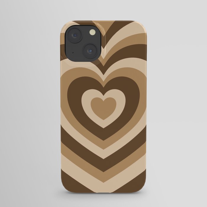 Aesthetic Hypnotic Brown Hearts iPhone Case