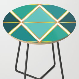 Modern contemporary shades of green triangles gold foil Side Table