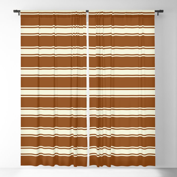Brown and Beige Colored Lines/Stripes Pattern Blackout Curtain