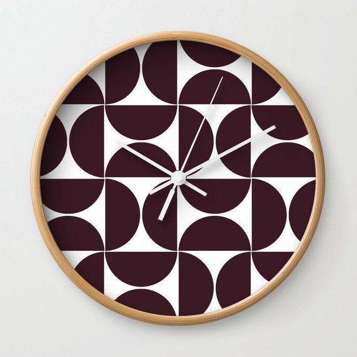 Dark violet mid century modern geometric shapes Wall Clock