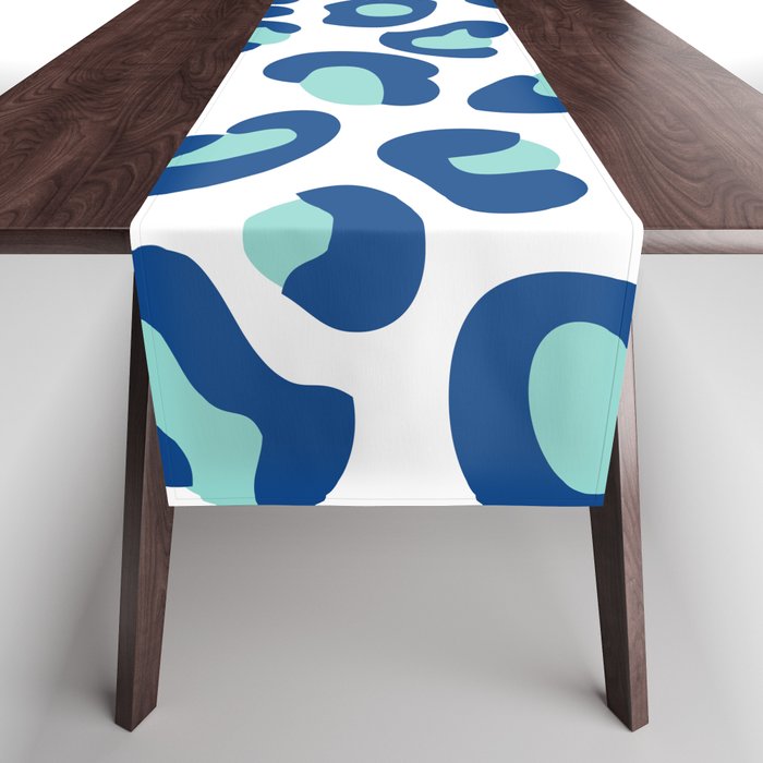 Blue Leopard Print Table Runner