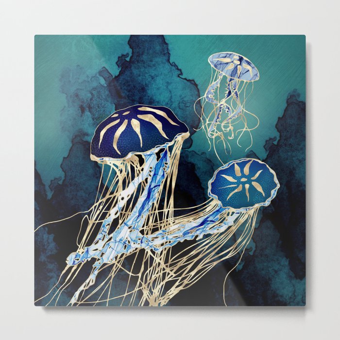 Metallic Jellyfish III Metal Print