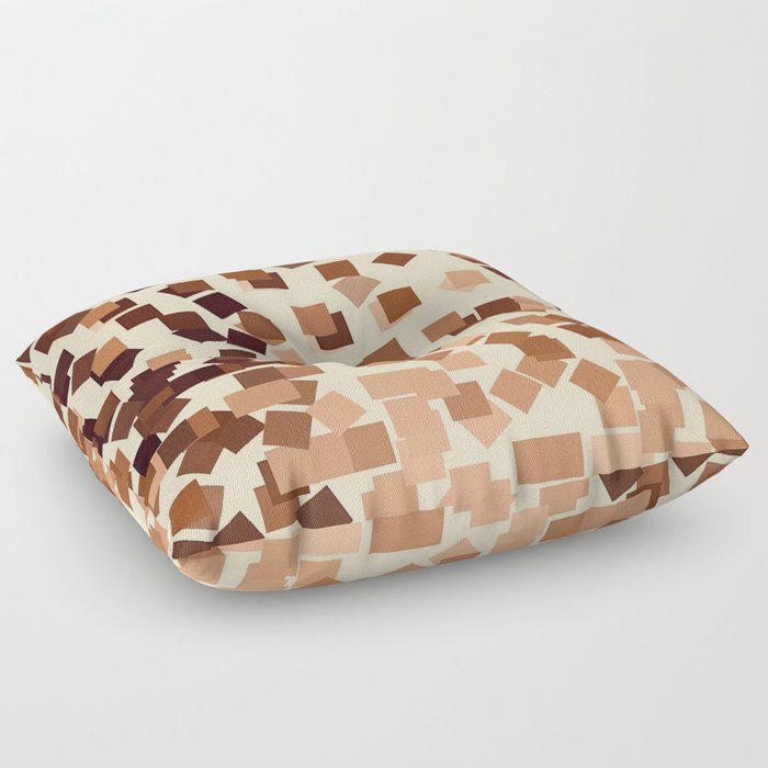 Modern Geometric Squares Neutral Brown Peach Beige Floor Pillow