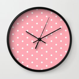 Polka Dots Pattern Very Soft Rosey Red and White Wall Clock