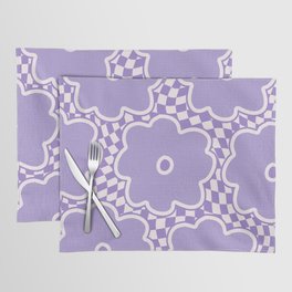 Periwinkle Vintage Flowers on Checker Placemat