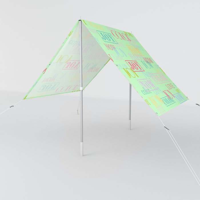 Enjoy The Colors - Colorful Typography modern abstract pattern on pale mint green color Sun Shade