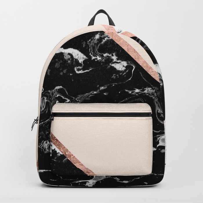 Black and rose top gold pink backpack
