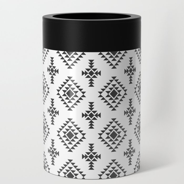 Dark Grey Native American Tribal Pattern Can Cooler