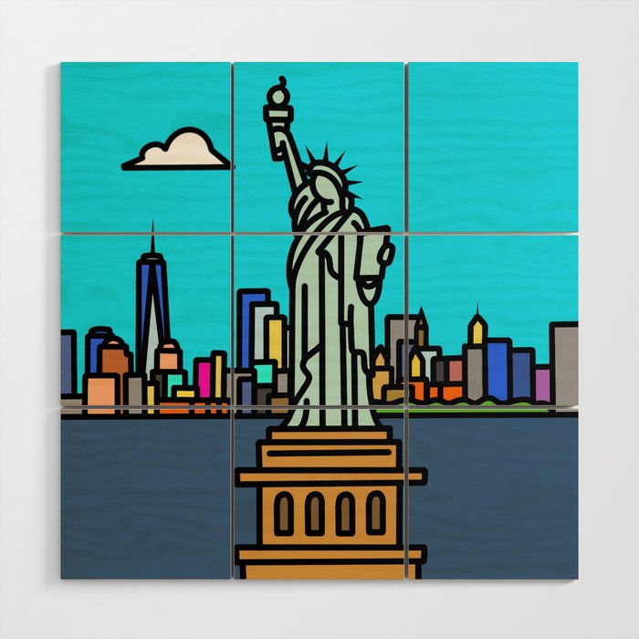 New York Liberty Statue Wood Wall Art