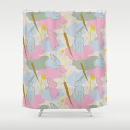 Bunnies and dandelions Shower Curtain