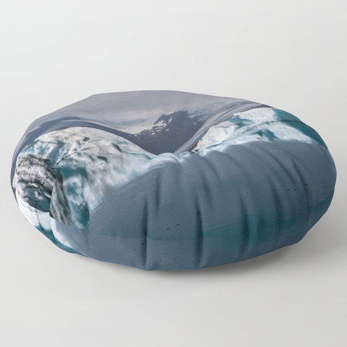 Dramatic Icelandic Iceberg Reflection Floor Pillow