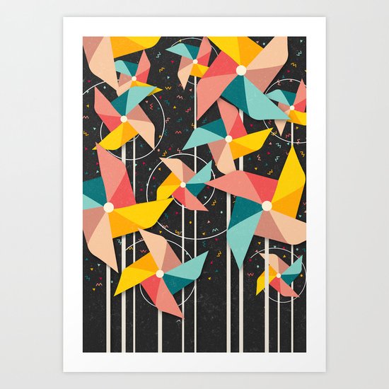 Colourful Pinwheels Art Print