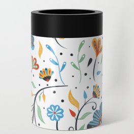 painted-tropical-leaves-flowers-pattern Can Cooler