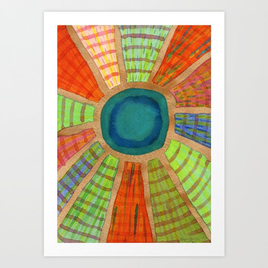 Blue radiating Sun Art Print