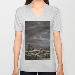 Windmill Vintage John Constable painting V Neck T Shirt