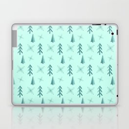 Christmas Pattern Watercolor Turquoise Tree Snowflake Laptop Skin