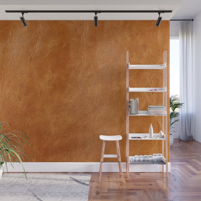 Rustic ginger smooth natural brown leather, vintage nature texture Wall Mural