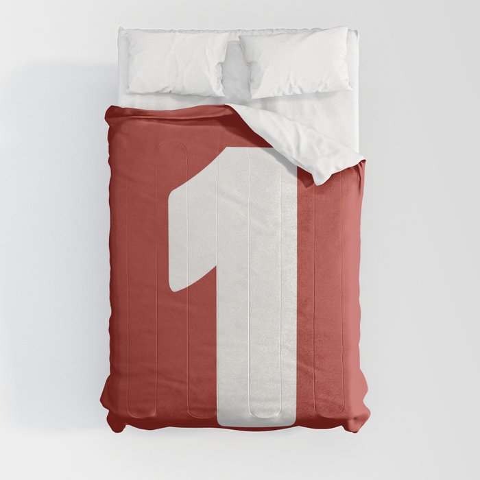 1 (White & Maroon Number) Comforter