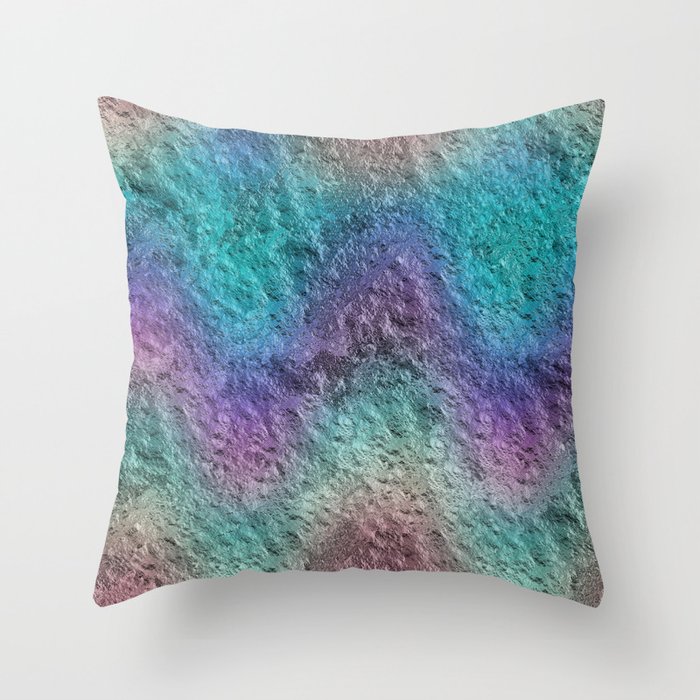 Textured Ombre Aqua and Purple Opalescent Foil Throw Pillow