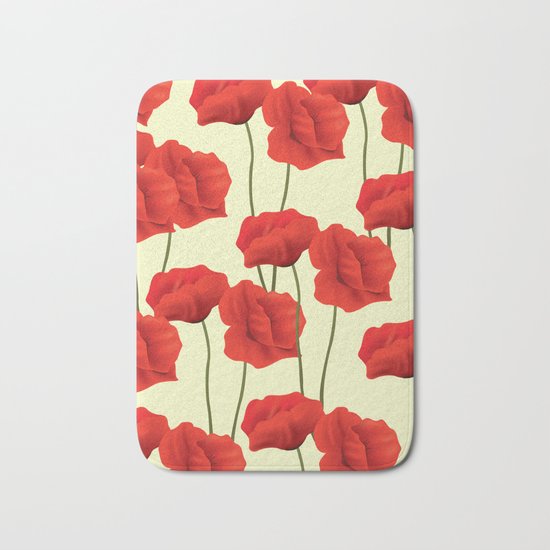Red flowers #society6 Bath Mat