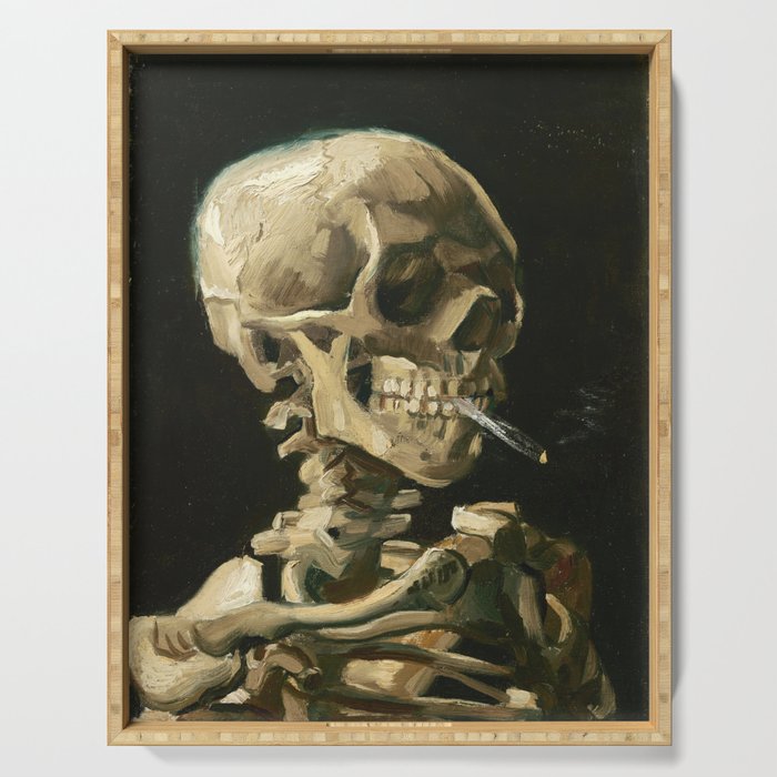 Skull of a Skeleton with Burning Cigarette by Vincent van Gogh Serving Tray