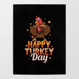 Autumn Fall Cute KAwaii Turkey Happy Thanksgiving Poster