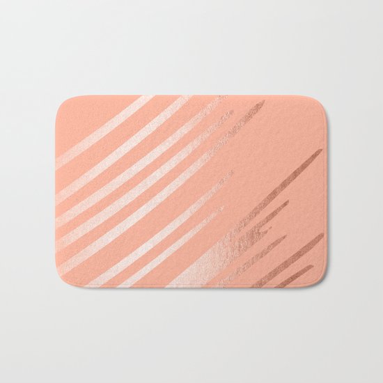 Sweet Life Swipes Peach Coral Shimmer Bath Mat