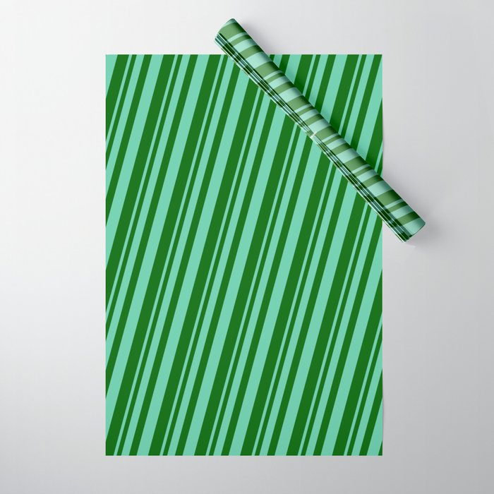 Aquamarine and Dark Green Colored Pattern of Stripes Wrapping