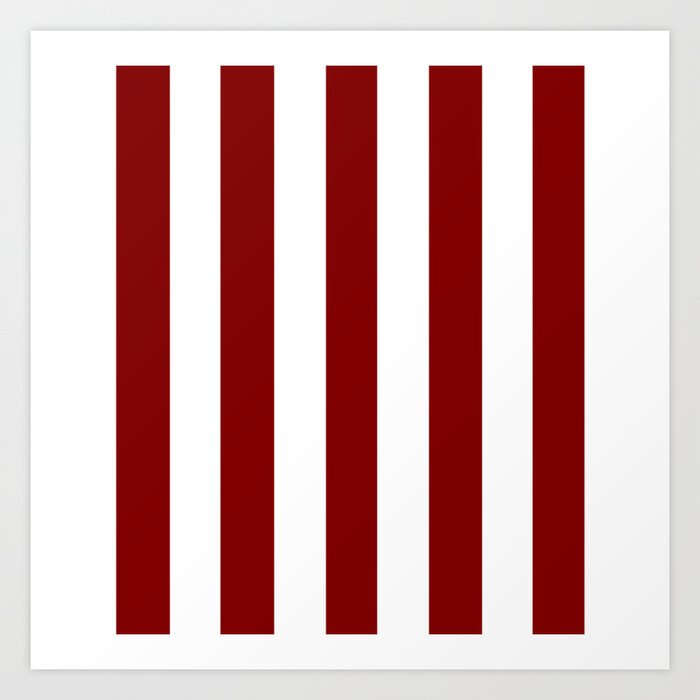 Maroon (HTML/CSS) red - color - white vertical lines pattern Art Print by Make Colorful | Society6