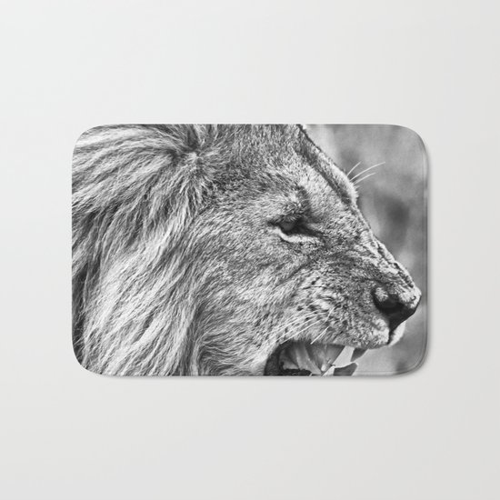 Lion head black and white Bath Mat