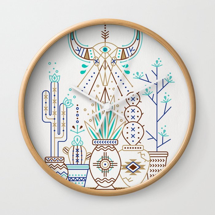 Santa Fe Garden – Turquoise & Brown Wall Clock