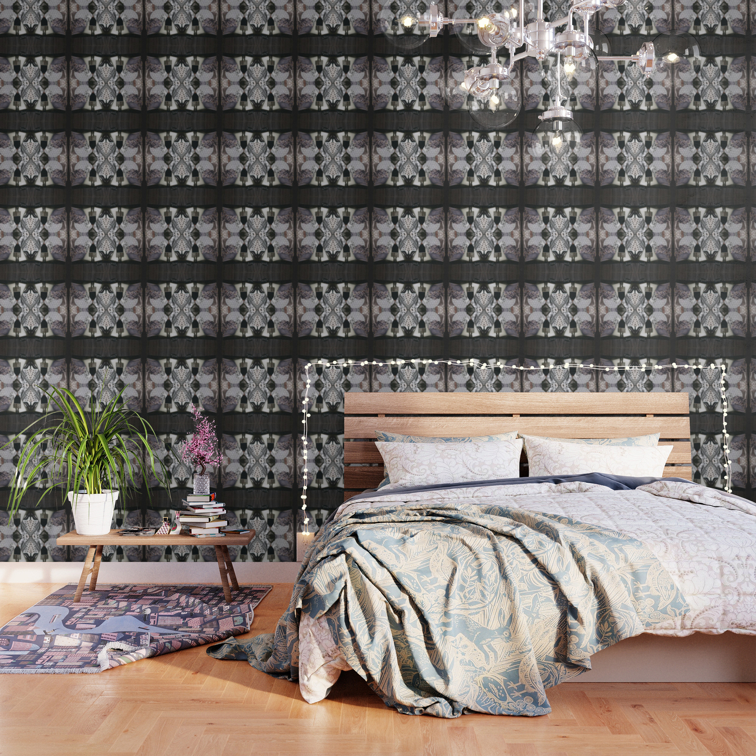 Glow A Black And White Monochromatic Modern Collage Wallpaper By